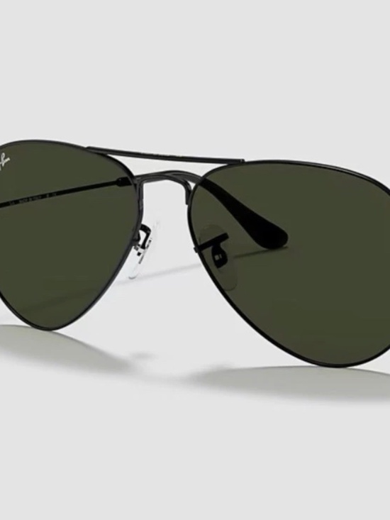 Ray-Ban Aviator Large Metal sunglasses (RB3025). Black frame/green lenses main image 6